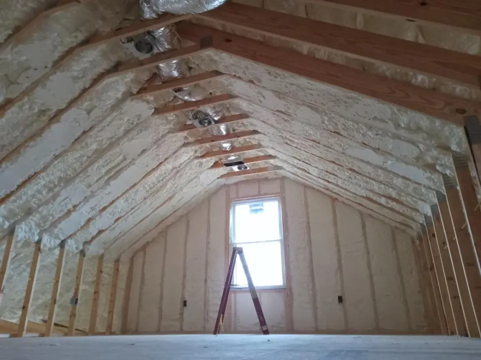 Spray foam roofing application for Crawl Space Insulation project in Needham